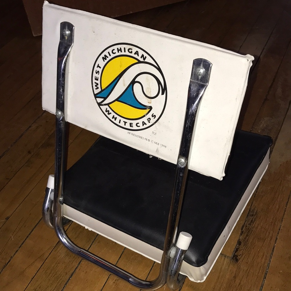 West Michigan Whitecaps Folding Stadium‎ Seat - White, Black, Yellow, Blue